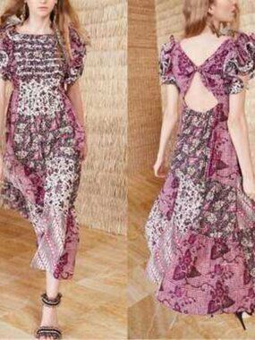 Ulla Johnson Silk Cotton Ruffle Sleeve Floral Maxi Dress Size 4 Boho